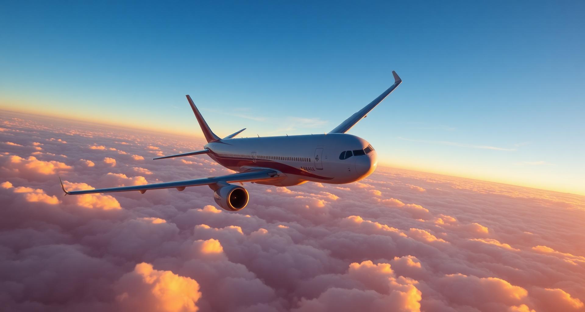 Linienflug über den Wolken bei Sonnenaufgang